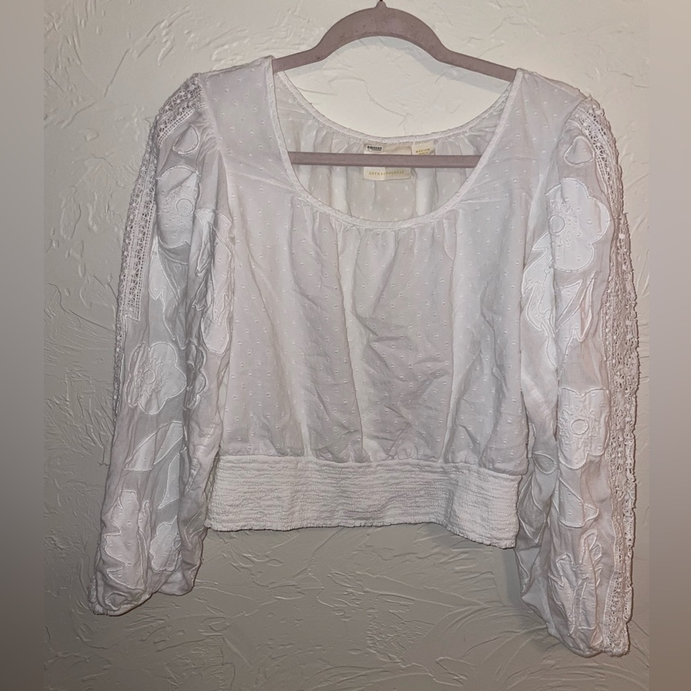 Medium White Anthropologie Blouse